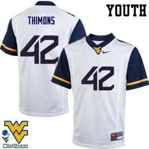 Youth West Virginia Mountaineers NCAA #42 Logan Thimons White Authentic Nike Stitched College Football Jersey XC15E48AI